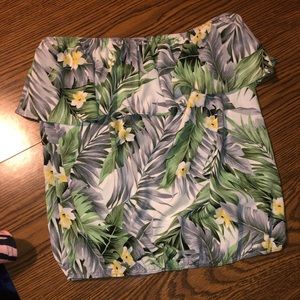 Hawaiian Print Tube Top w Ruffle